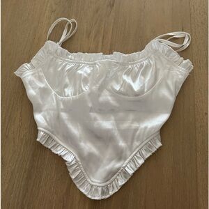 White crop corset tank